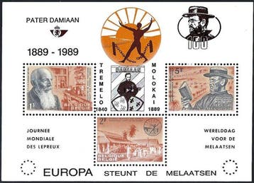 België 1989 - 100ste verjaardag overlijden Pater Damiaan (, Gestempeld