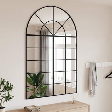 vidaXL Wandspiegel boog 100x150 cm ijzer zwart, Verzenden, Nieuw