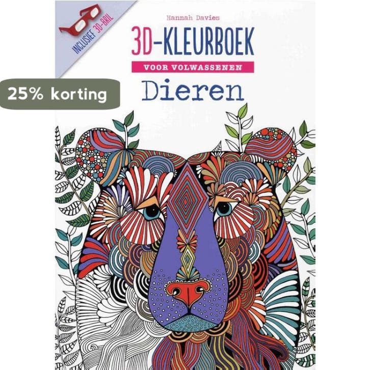 3D kleurboek Dieren 9789048312184 Hannah Davies, Boeken, Hobby en Vrije tijd, Zo goed als nieuw, Verzenden