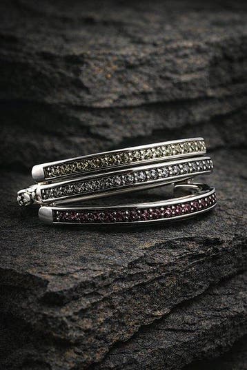 925 sterlingzilver ring met rhodoliet, peridot en blauwe