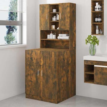 vidaXL Wasmachinekast bewerkt hout gerookt eikenkleurig, Verzenden