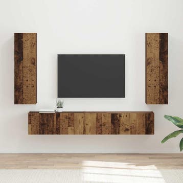 vidaXL Tv-meubelset 3 st Oudhout Bewerkt hout, Verzenden, Nieuw