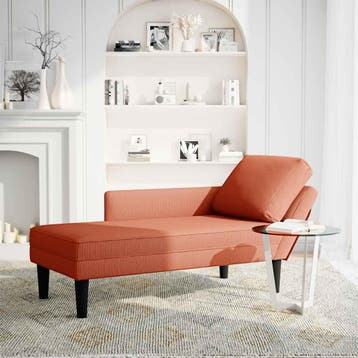 vidaXL Chaise longue met kussen corduroy stof rood oranje, Verzenden, Nieuw