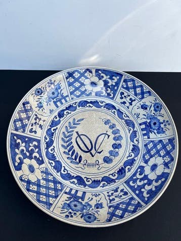 Delfts Aardewerk - Bord - Aardewerk - VOC Wandbord, Antiek en Kunst