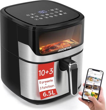 Airfryer XXL - heteluchtfriteuse - 6.5L - 1600W - Zwart, Verzenden