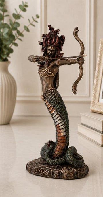 sculptuur, Medusa Archer Sculpture – Bronze Effect Greek