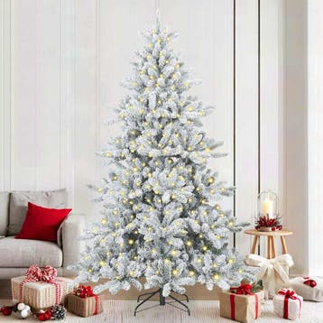 vidaXL Kunstmatige Hinged Kerstboom Wit 210 cm PVC en Staal, Verzenden, Nieuw