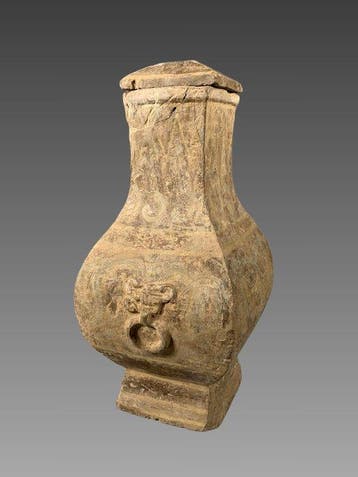 Oud-Chinees Polychrome terracotta vaas uit de Han-dynastie,