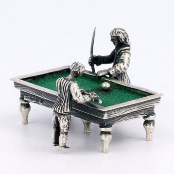 NO RESERVE - J. Niekerk - Figurine - Biljarten - Argent 835