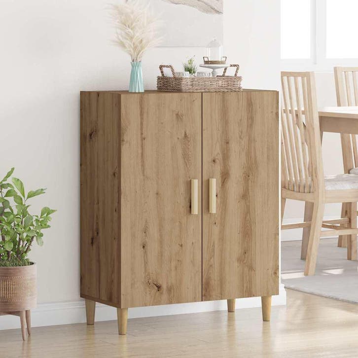 vidaXL Dressoir Artisan Eiken 70 x 34 x 90 cm Bewerkt hout, Maison & Meubles, Armoires | Dressoirs, Envoi