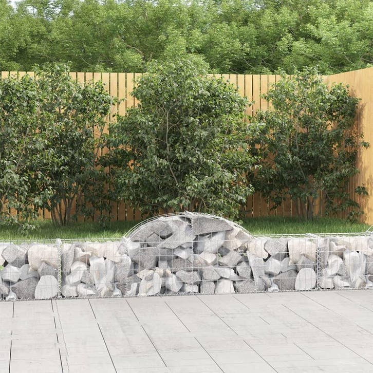vidaXL Schanskorf gewelfd 200x30x40/60 cm gegalvaniseerd, Tuin en Terras, Bloempotten, Nieuw, Verzenden