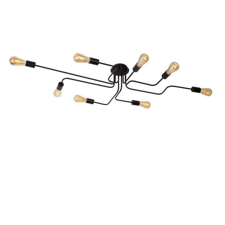 Lucide LESTER - Plafonnière - 8xE27 - Zwart -, Huis en Inrichting, Lampen | Losse lampen, Nieuw, Verzenden