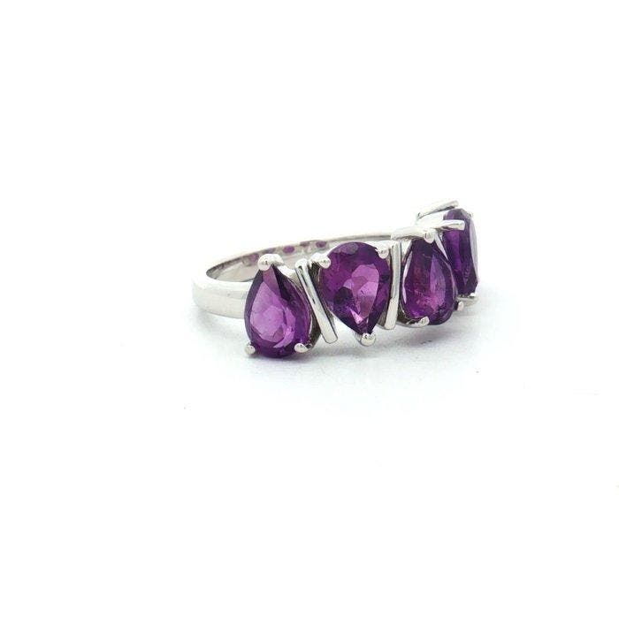 Zonder minimumprijs - Ring Zilver - 3.40ct. tw. Amethist -, Bijoux, Sacs & Beauté, Bagues