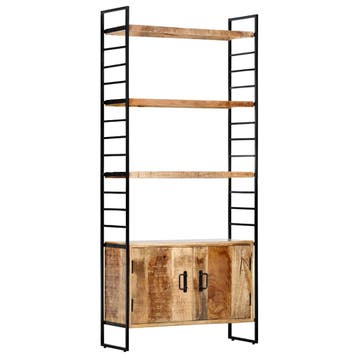 vidaXL Boekenkast met 4 schappen 80x30x180 cm ruw mangohout, Verzenden, Nieuw