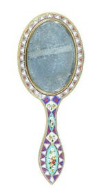 Handspiegel - Verguld messing - Micromosaico, Antiek en Kunst