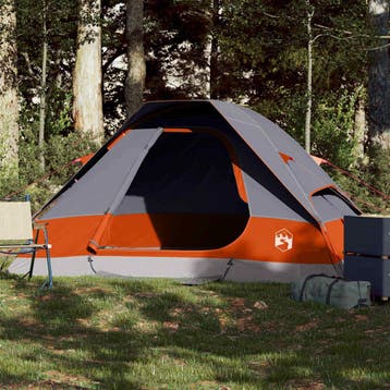 vidaXL Koepeltent 2-persoons waterdicht grijs en oranje, Verzenden