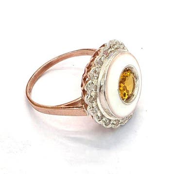 Zonder minimumprijs - Ring - 9 kt. Roségoud, Zilver Spinel -, Nieuw