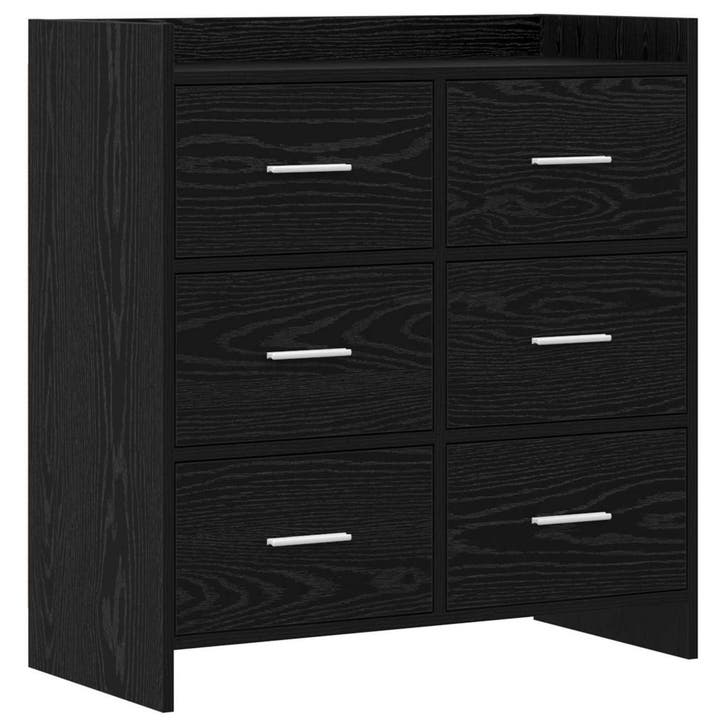 vidaXL Dressoir Zwart eiken 75 x 33 x 80 cm Bewerkt hout, Huis en Inrichting, Kasten | Dressoirs, Nieuw, Verzenden