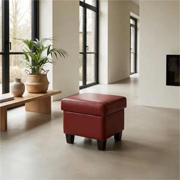 Hocker - gestoffeerde fauteuils, Huis en Inrichting, Fauteuils, Minder dan 50 cm, Minder dan 75 cm, Nieuw, Leer