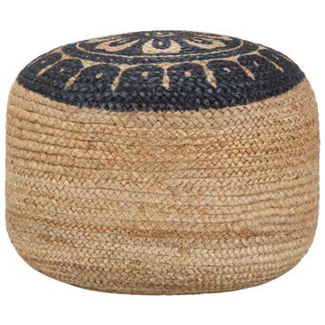 vidaXL Poef handgemaakt 45x30 cm jute blauw, Verzenden