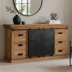 Dressoir Mangohout Milan 220 cm, Huis en Inrichting, Kasten | Dressoirs, Verzenden, Nieuw, Overige houtsoorten, Industriële meubels