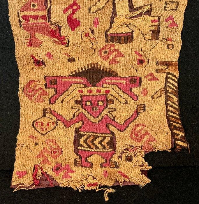 Pre-Columbian Chancay-textiel – Trofee-hoofdjager & Vogels -, Verzamelen, Mineralen en Fossielen