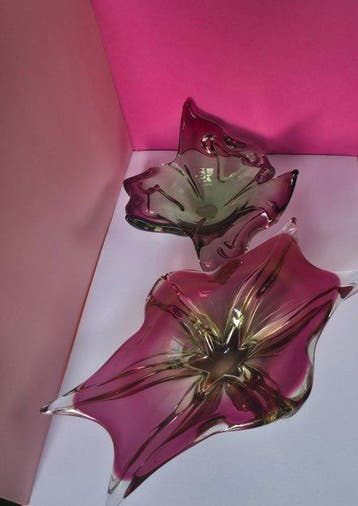 Vaas (2) - Glas - Set van 2 sierschalen