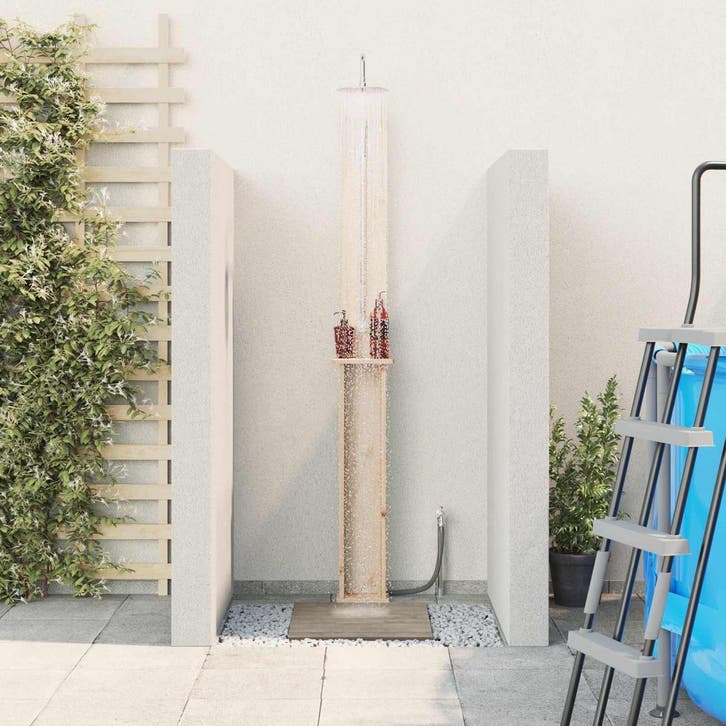 vidaXL Buitendouche 246 cm Massief grenenhout en, Tuin en Terras, Zwembaden, Nieuw, Verzenden