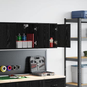 vidaXL Garagewandkasten 2 st spaanplaat zwart, Verzenden