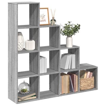 vidaXL Kamerscherm / boekenkast 131,5x29x131,5 cm hout grijs, Verzenden, Nieuw