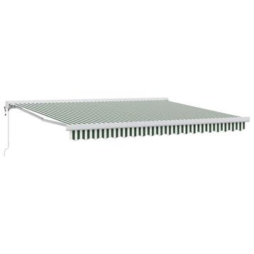 vidaXL Uitschuifbare luifel Groen en Wit 400 × 300 cm Stof, Verzenden, Nieuw