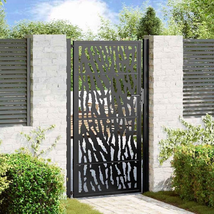 vidaXL Poort met sporenontwerp 100x175 cm staal zwart, Tuin en Terras, Tuinpoorten, Nieuw, Verzenden