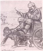 Man trekt Duitse wagen op spotprent (lijst optie), Collections, Verzenden, Foto of Poster