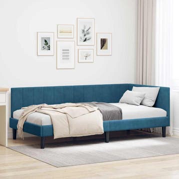 vidaXL Hoek Bed Frame met hoofdeinde Blauw 100 cm x 200 cm, Verzenden