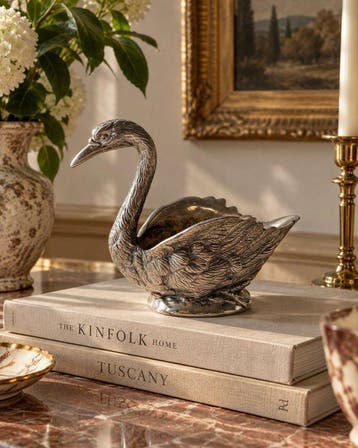 Decoratief ornament - Italië - Zilverplaat zwaankom