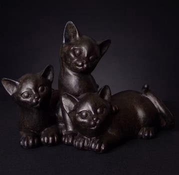 Beeld, Drie katten - 15.5 cm - Hars