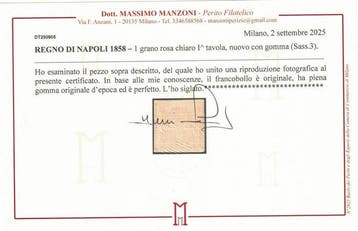 Anciens états italiens - Naples 1858 - Napoli 1 grain rose, Postzegels en Munten, Gestempeld