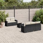 vidaXL 6-delige Loungeset met kussens poly rattan zwart, Verzenden