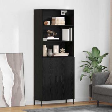 vidaXL Highboard Zwart Eiken 69,5 x 34 x 180 cm Bewerkt hout, Verzenden, Nieuw