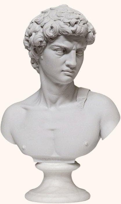 Beeld, Busto david di michelangelo 15 cm - 15 cm - Marmer, Antiquités & Art, Antiquités | Autres Antiquités