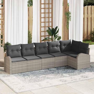 vidaXL Tuinbank Set met kussen Lichtgrijs Poly rattan, Verzenden, Nieuw