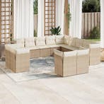 vidaXL 13-delige Loungeset met kussens poly rattan beige, Verzenden, Loungeset