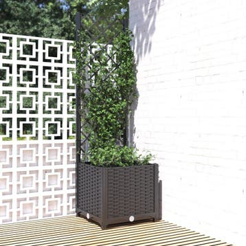 vidaXL Plantenbak met trellis zwart 40x40x136 cm PP, Tuin en Terras, Verzenden, Nieuw