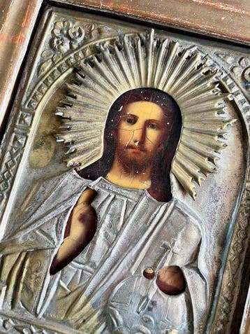 Icoon - Christus Pantokrator - Metaal - Russin