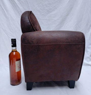 Kinderstoel - Clubfauteuil - Synthetisch leer - Gelakt hout, Antiek en Kunst