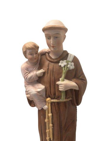 Beeldje - Heilige Antonius van Padua - 32 cm - Biscuit, Antiek en Kunst