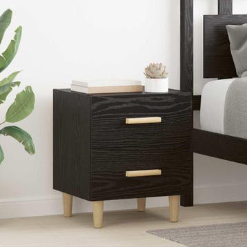 vidaXL Bedkast Zwart Eiken 40 x 35 x 47.5cm Bewerkt hout, Verzenden