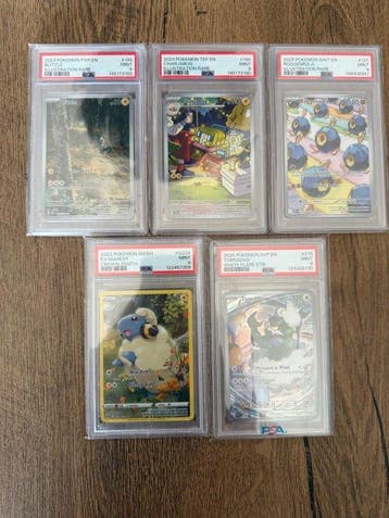 Pokémon - 5 Graded card Full art, Foil - PSA 9 - Various, Nieuw