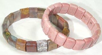 Rhodoniet en Agaat uit India - 2 armbanden - MINERALEN VAN, Verzamelen