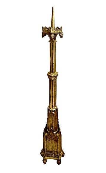 Imposant candélabre dautel gothique en bronze - 96,5 cm -, Antiquités & Art